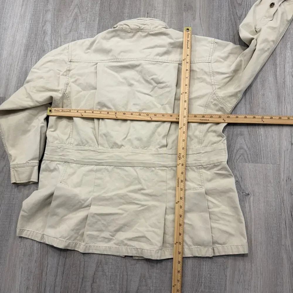 Vintage Cabelas Chore Coat Women's Large Beige Barn Utility y2k Safari Club - Picture 10 of 11